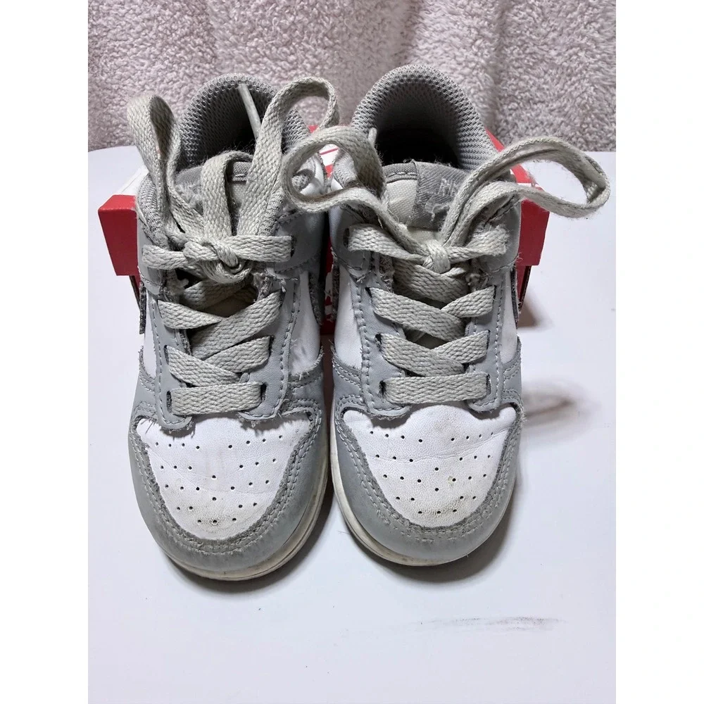 Nike Dunk Low TDE White Light Smoke Grey Toddler Sneakers FB9107-123 Size 8C